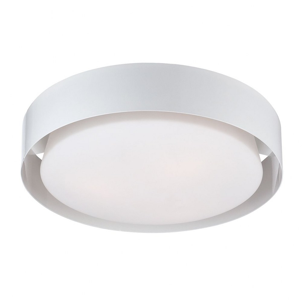 Eurofase Lighting-30105-034-Saturn - 24W 1 LED Flush Mount - 15.5 Inches Wide by 4.75 Inches High   White Finish with Frosted White Glass