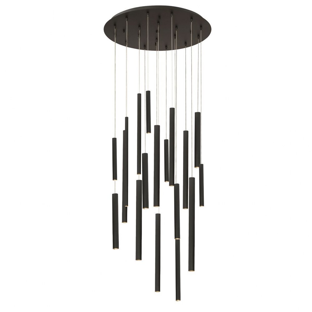 Eurofase Lighting-31445-016-Santana Chandelier 18 Light   Black Finish with Frosted Glass