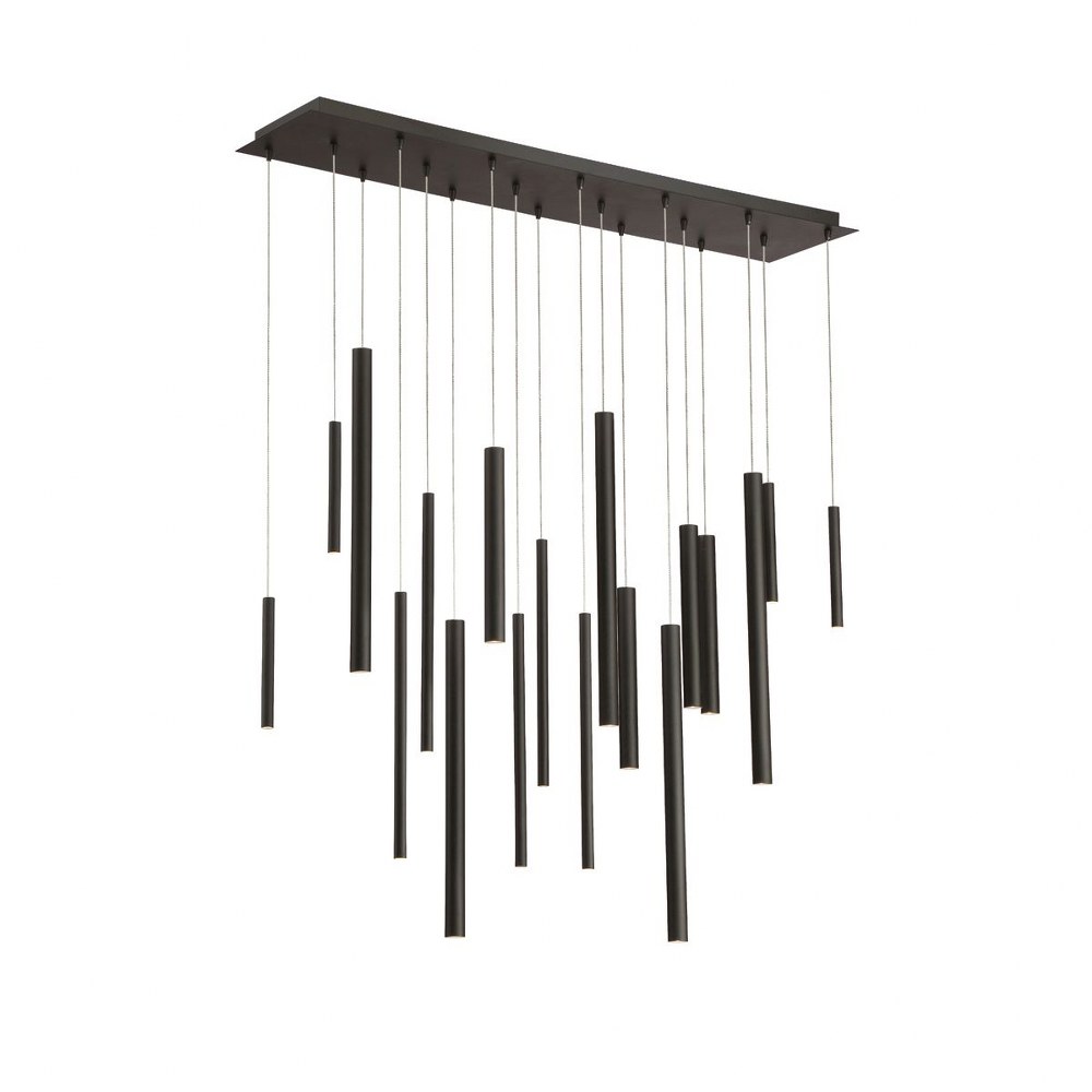 Eurofase Lighting-31446-013-Santana Linear Chandelier 18 Light - 10 Inches Wide by 20 Inches High   Black Finish with Frosted Glass