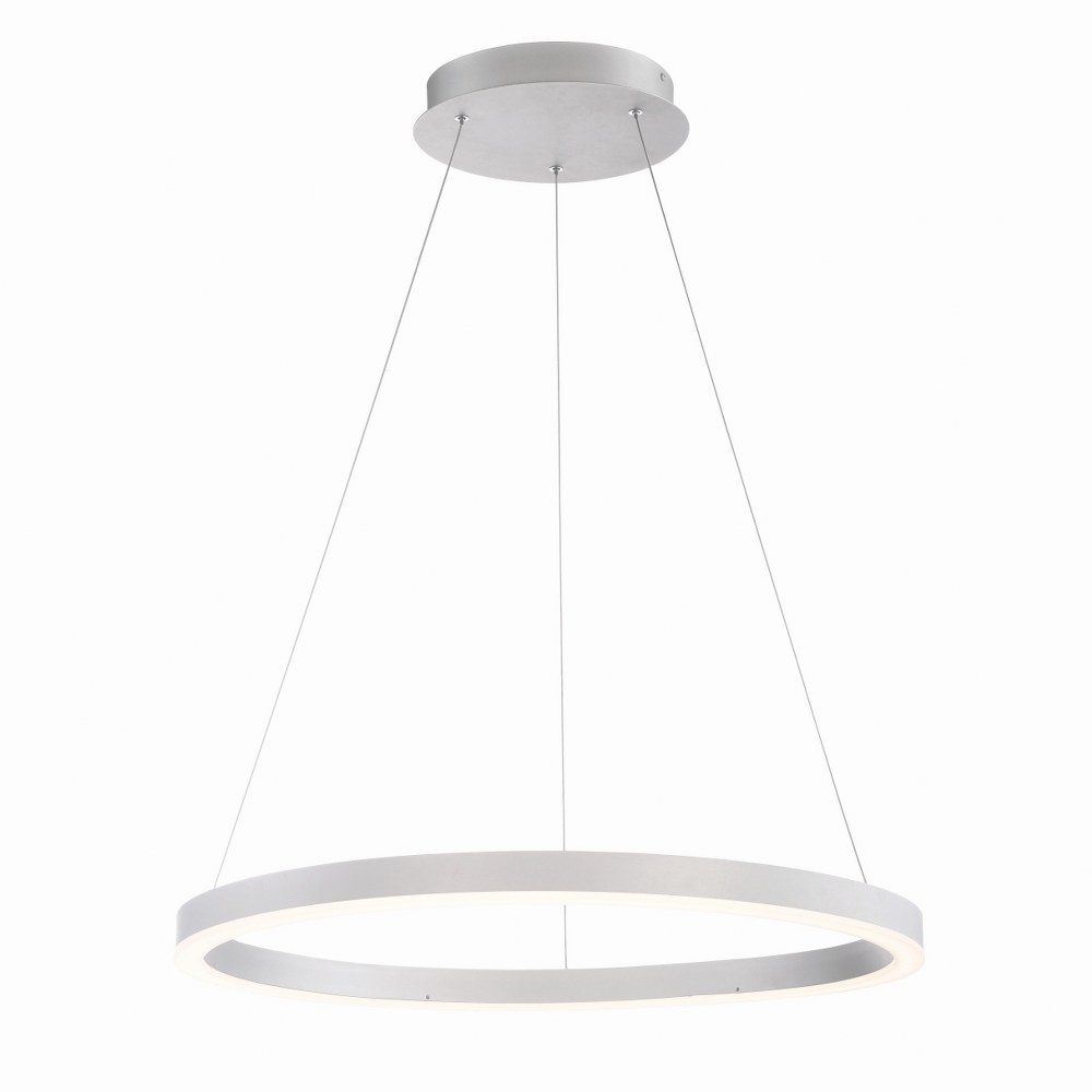 Eurofase Lighting-31471-015-Spunto - 27.5 Inch 48W 1 LED Small Pendant   Silver Finish with Opal Glass