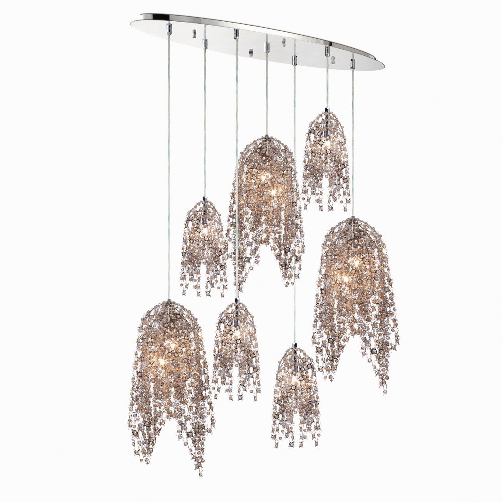 Eurofase Lighting-31618-014-Danza Oval Chandelier 10 Light - 12 Inches Wide by 20 Inches High   Chrome Finish with Cognac Crystal