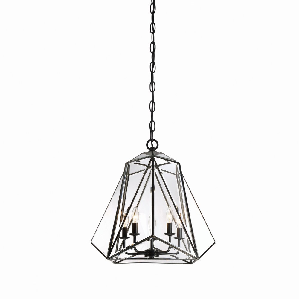 Eurofase Lighting-31646-017-Glacier - 5 Light pendant - 21.25 Inches Wide by 21 Inches High   Bronze Finish with Tiffany Glass