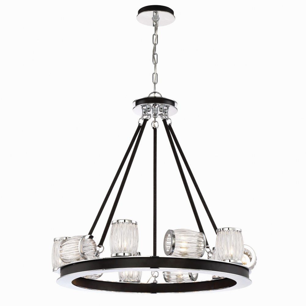 Eurofase Lighting-31652-018-Barile Linear Chandelier 8 Light - 11.5 Inches Wide by 25.25 Inches High   Chrome Finish with Clear Acrylic Glass