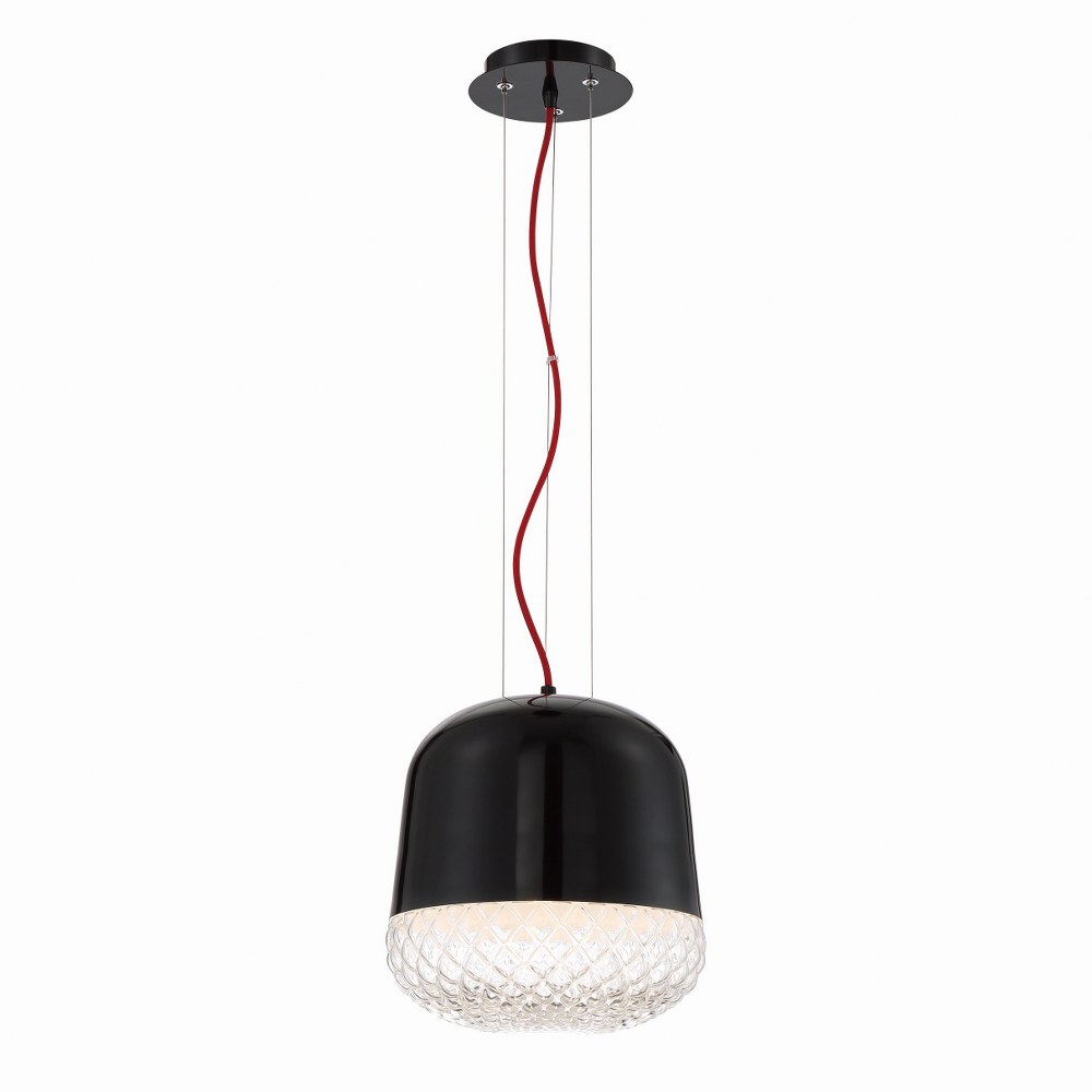 Eurofase Lighting-31868-013-Corson - 1 Light Small Pendant - 10 Inches Wide by 11.75 Inches High Black  Rose Gold Finish with Casted Weave Glass