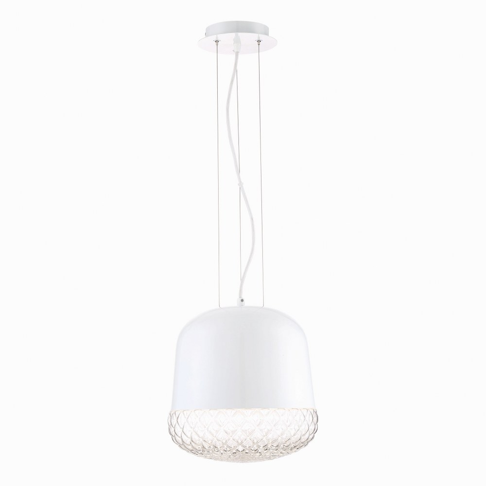 Eurofase Lighting-31868-020-Corson - 1 Light Small Pendant - 10 Inches Wide by 11.75 Inches High White  Rose Gold Finish with Casted Weave Glass