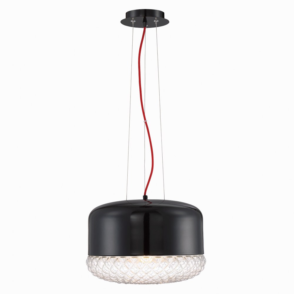 Eurofase Lighting-31869-010-Corson - 1 Light Large Pendant - 14 Inches Wide by 9.75 Inches High Black  Rose Gold Finish with Casted Weave Glass