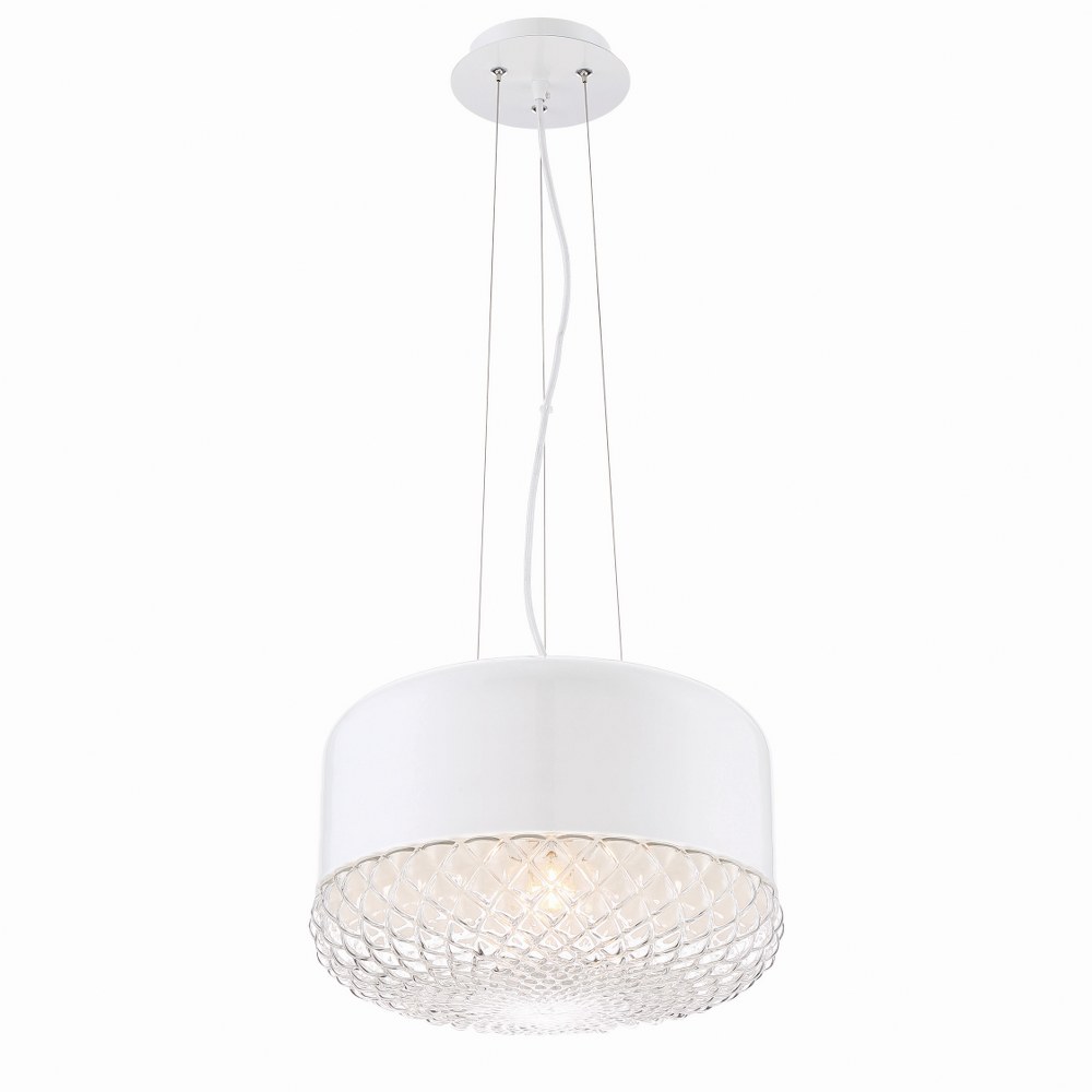 Eurofase Lighting-31869-027-Corson - 1 Light Large Pendant - 14 Inches Wide by 9.75 Inches High White  Rose Gold Finish with Casted Weave Glass