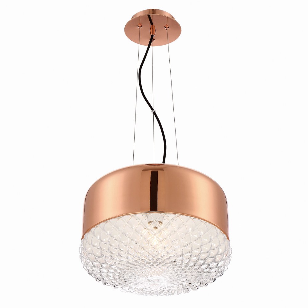 Eurofase Lighting-31869-034-Corson - 1 Light Large Pendant - 14 Inches Wide by 9.75 Inches High Rose Gold  Rose Gold Finish with Casted Weave Glass