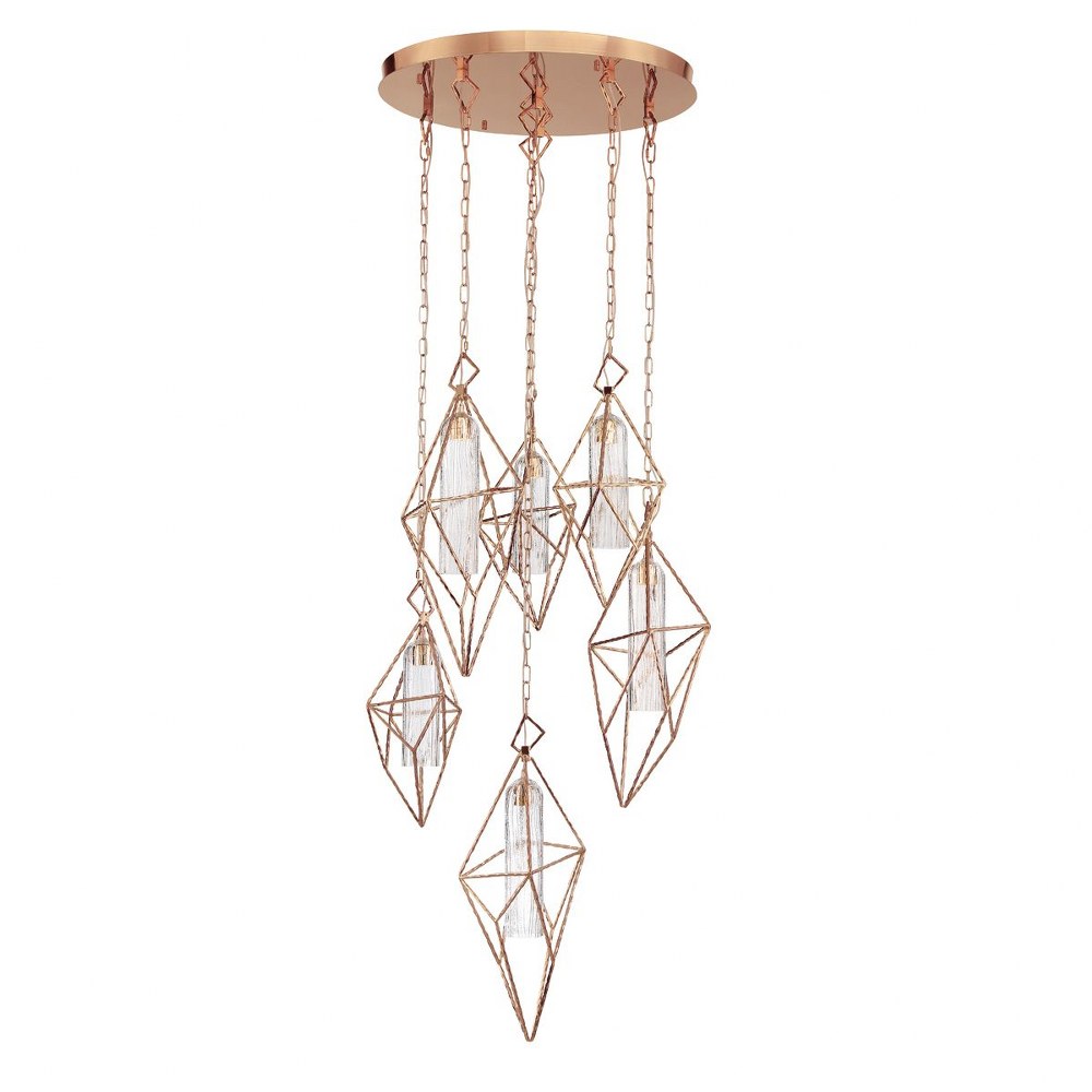 Eurofase Lighting-34041-017-Verdino - 30W LED Round Chandelier in Art Deco Glam Style - 24.5 Inches Wide by 24 Inches High   Rose Gold Finish with Clear Textured Glass