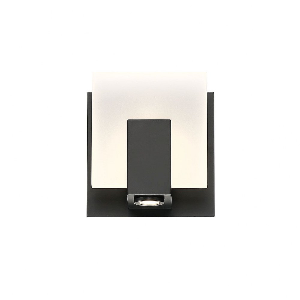 Eurofase Lighting-34142-029-Canmore - 5 Inch 8W 1 LED Wall Sconce   Black Finish with Frosted Glass