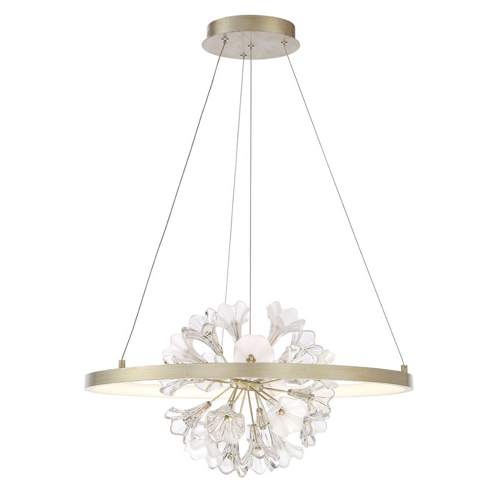 Eurofase Lighting-37342-012-Clayton Chandelier 1 Light   Silver/Brushed Gold Finish with Amber Glass