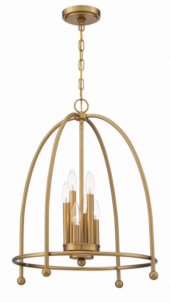 Eurofase Lighting-37991-017-Tesia - 6 Light Pendant   Brass Finish with Metal Cage Shade