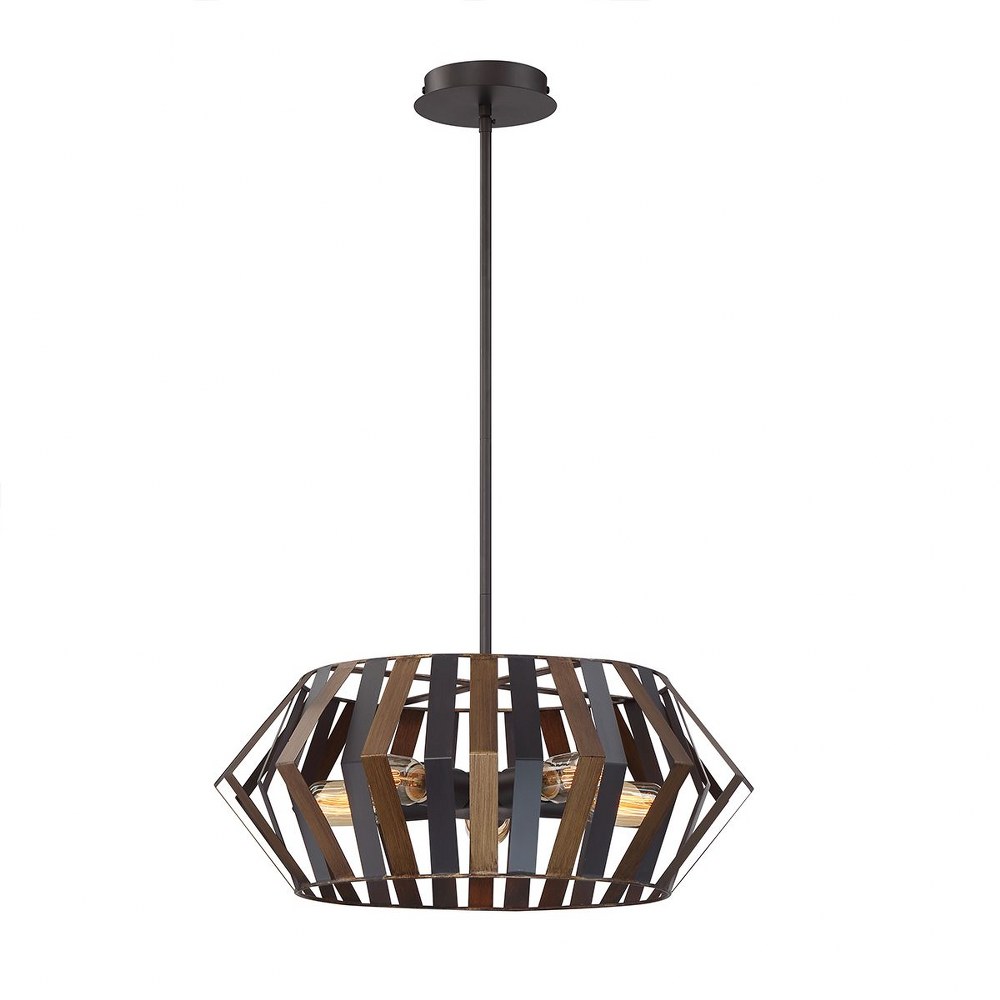 Eurofase Lighting-38268-014-Bevelo - 5 Light Chandelier in Transitional Industrial Style - 2 Inches Wide by 8 Inches High   Wood/Bronze Finish