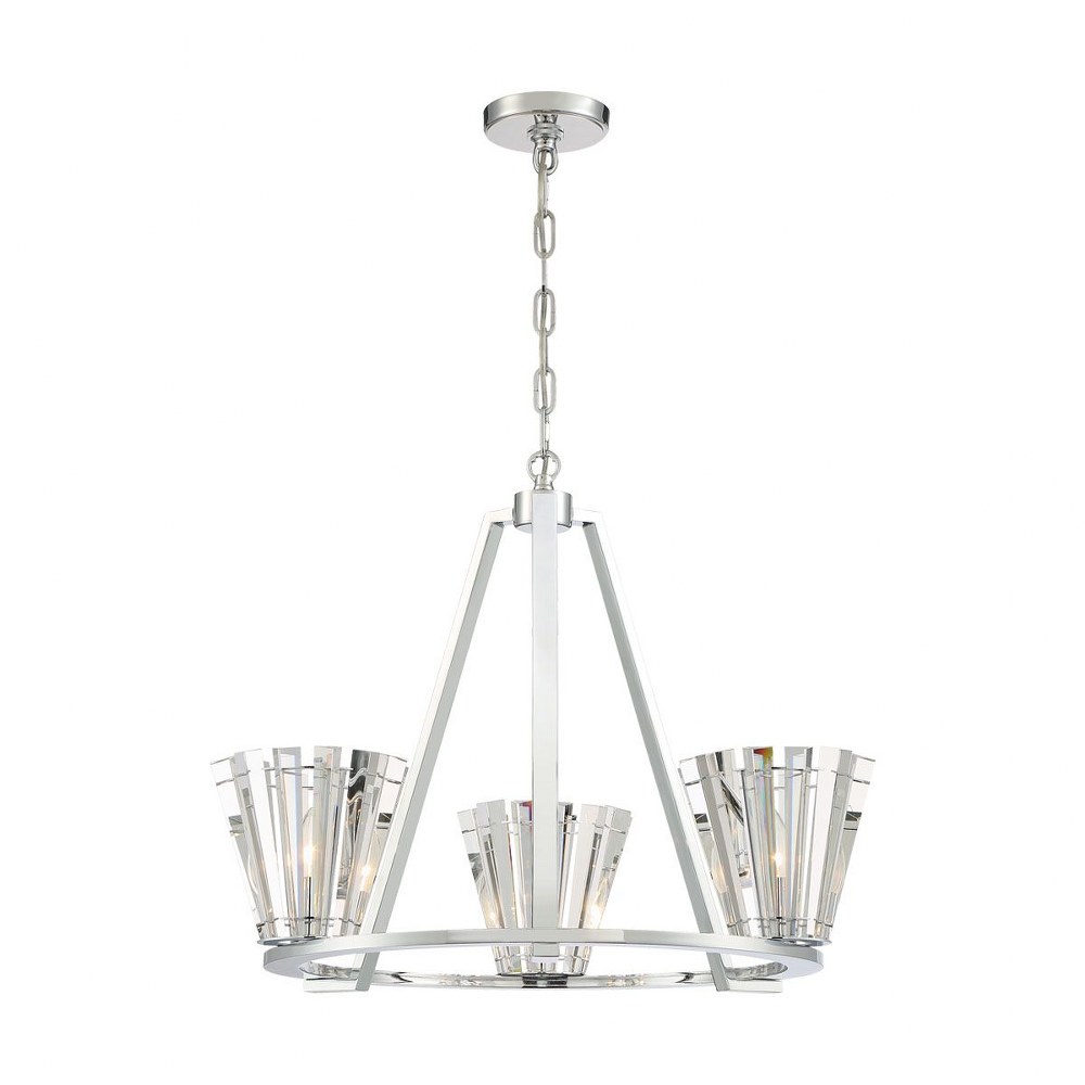 Eurofase Lighting-38865-015-Ricca - 3 Light Chandelier in Posh & Luxe Glam Style - 28.5 Inches Wide by 21.25 Inches High   Chrome Finish with Clear Crystal
