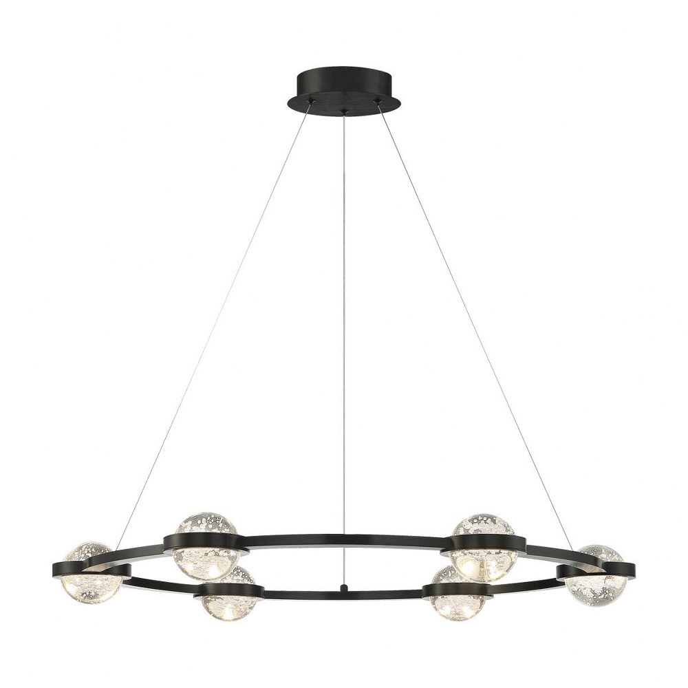 Eurofase Lighting-39308-016-Circolo - 34W 6 LED Chandelier in Contemporary Modern Style - 35.5 Inches Wide by 4 Inches High   Black Finish with Textured Glass