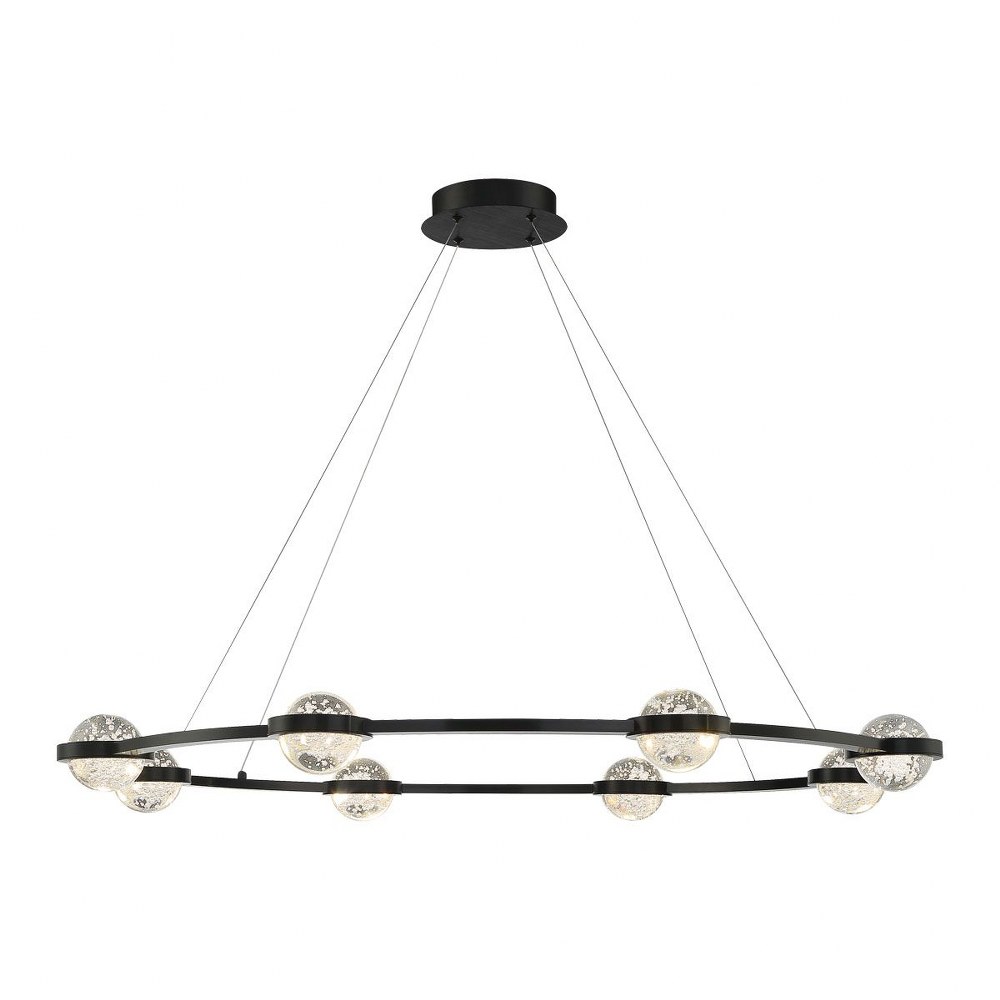 Eurofase Lighting-39309-013-Circolo - 48W 8 LED Chandelier in Contemporary Modern Style - 47.5 Inches Wide by 4 Inches High   Black Finish with Textured Glass