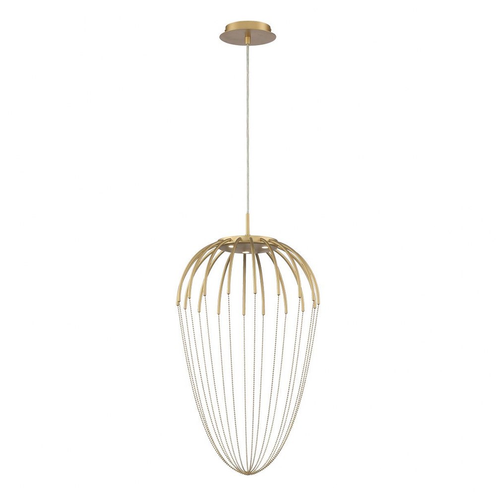 Eurofase Lighting-39326-010-Frusta - 13.5W 3 LED Pendant in Scandinavian Transitional Style - 14.75 Inches Wide by 27 Inches High   Gold Finish with Beaded Chain Cage Shade