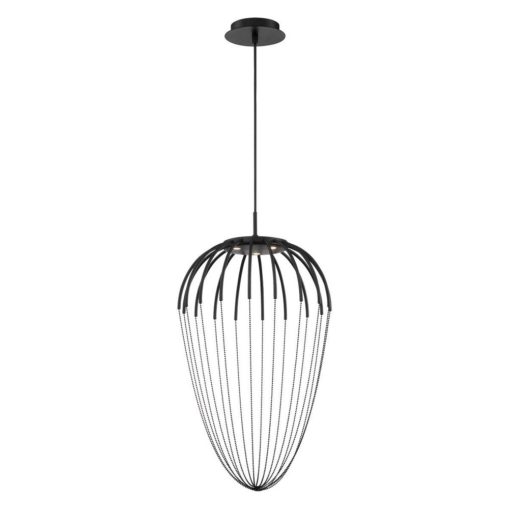 Eurofase Lighting-39326-027-Frusta - 13.5W 3 LED Pendant in Scandinavian Transitional Style - 14.75 Inches Wide by 27 Inches High   Black Finish with Beaded Chain Cage Shade
