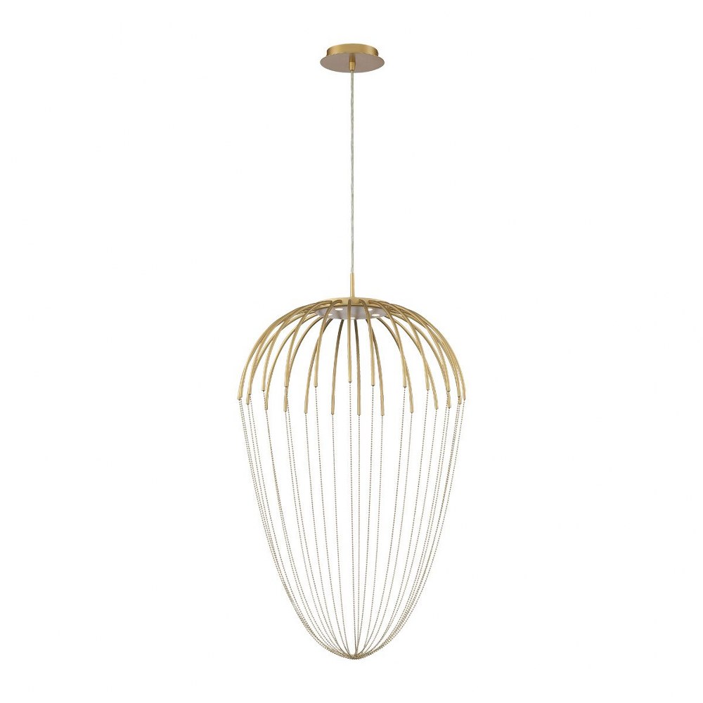 Eurofase Lighting-39327-017-Frusta - 22.5W 5 LED Pendant in Scandinavian Transitional Style - 2 Inches Wide by 34.5 Inches High   Gold Finish with Beaded Chain Cage Shade