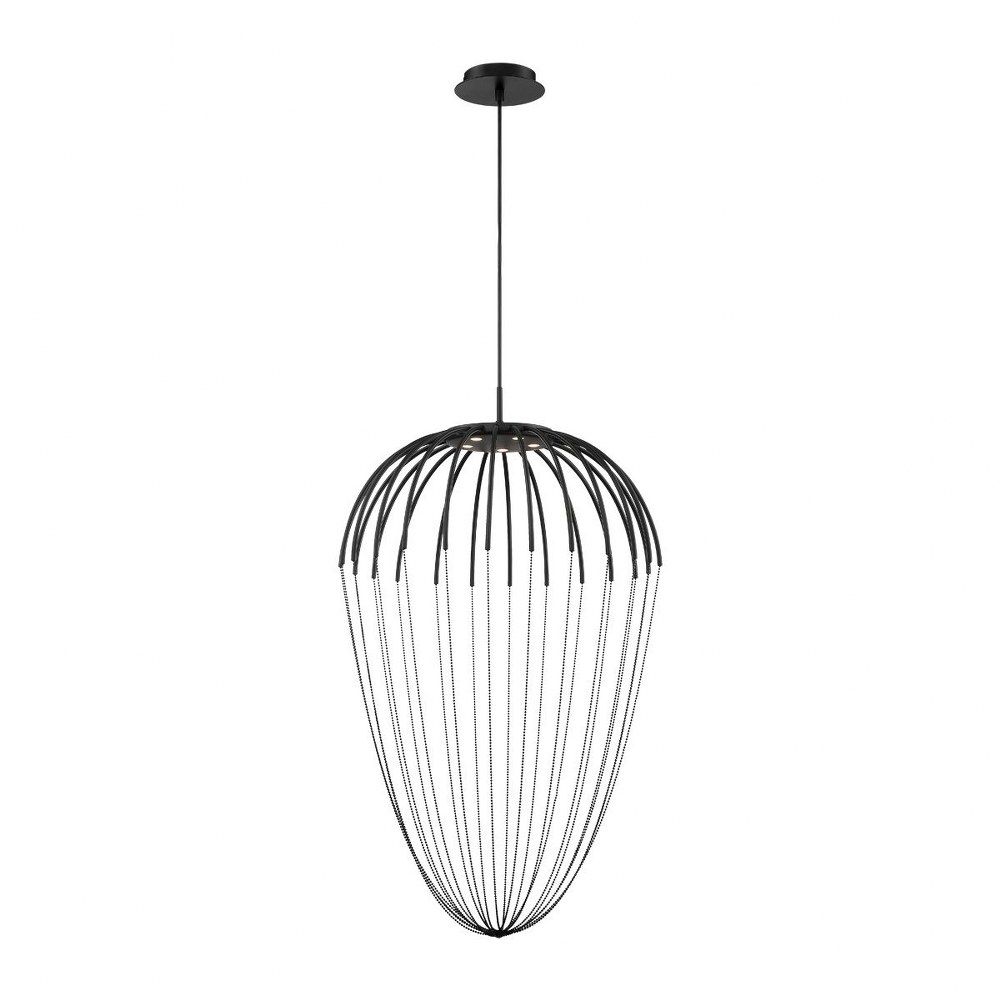 Eurofase Lighting-39327-024-Frusta - 22.5W 5 LED Pendant in Scandinavian Transitional Style - 2 Inches Wide by 34.5 Inches High   Black Finish with Beaded Chain Cage Shade