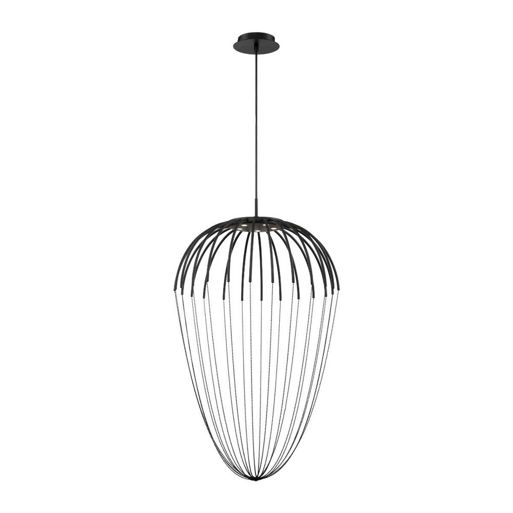 Eurofase Lighting-39327-024-Frusta - 22.5W 5 LED Pendant in Scandinavian Transitional Style - 2 Inches Wide by 34.5 Inches High Black  Gold Finish with Beaded Chain Cage Shade