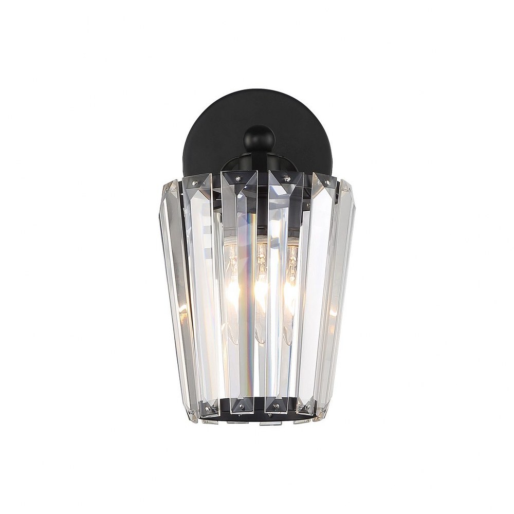 Eurofase Lighting-39329-035-Natalia - 1 Light Wall Sconce in Art Deco Glam Style - 6 Inches Wide by 11 Inches High   Black Finish with Clear Crystal