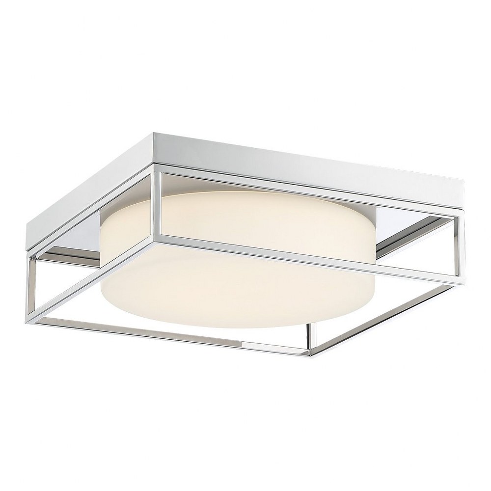 Eurofase Lighting-39332-028-Rover - 24W LED Small Flush Mount in Minimalist Modern Style - 12 Inches Wide by 4 Inches High Chrome  Gold Finish with Opal Glass