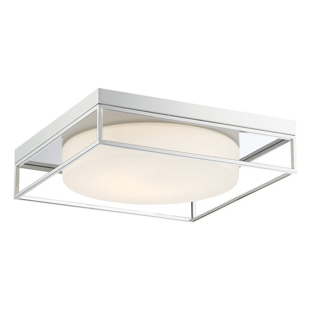 Eurofase Lighting-39333-025-Rover - 32W LED Large Flush Mount in Minimalist Modern Style - 15 Inches Wide by 4 Inches High Chrome  Soft Gold Finish with Opal Glass