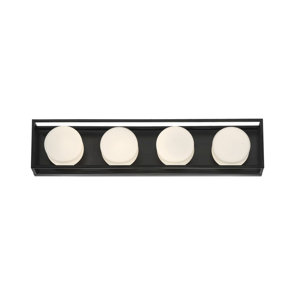 Eurofase Lighting-39334-039-Rover - 10W 4 LED Bath Bar in Minimalist Modern Style - 24 Inches Wide by 5.25 Inches High   Black Finish with Opal Glass