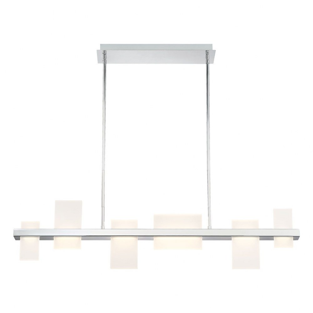 Eurofase Lighting-39338-013-Pannello - 43.5 Inch 65W LED Chandelier   Chrome Finish with Frosted Acrylic Glass