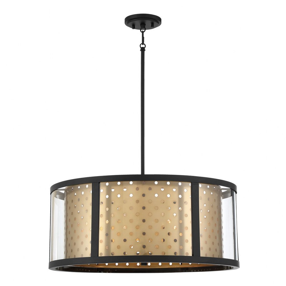 Eurofase Lighting-39416-025-Grado - 6 Light Pendant   Gold Finish with Clear Glass with Stamped Metallic Sheet Shade