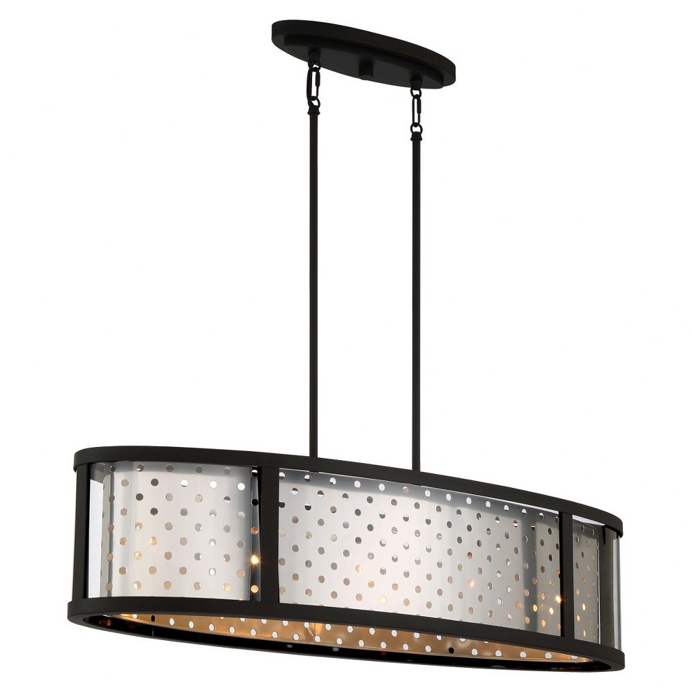 Eurofase Lighting-39417-015-Grado - 5 Light Island   Chrome Finish with Clear Glass with Stamped Metallic Sheet Shade