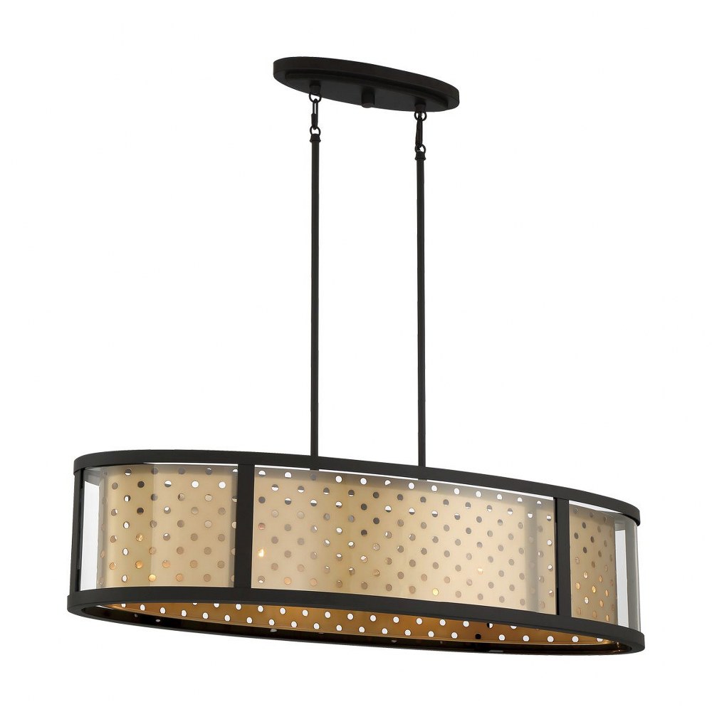 Eurofase Lighting-39417-022-Grado - 5 Light Island   Gold Finish with Clear Glass with Stamped Metallic Sheet Shade