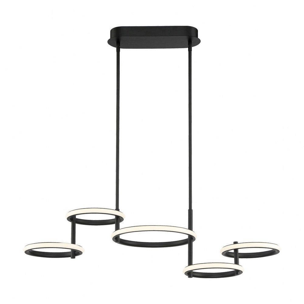 Eurofase Lighting-39420-015-Giro - 66W 5 LED Chandelier in Minimalist Industrial Style - 12.25 Inches Wide by 9.75 Inches High   Matte Black Finish with Acrylic Shade