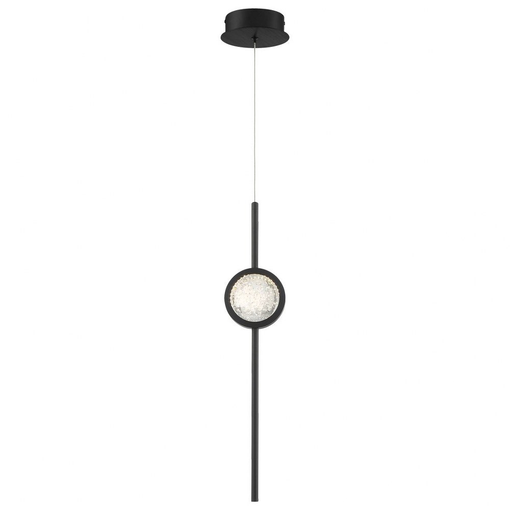 Eurofase Lighting-39463-012-Barletta - 7W 1 LED Pendant in Posh & Luxe Modern Style - 4.75 Inches Wide by 23.5 Inches High Black Anodized Aluminum  Black Anodized Aluminum Finish with Clear Seeded Gla