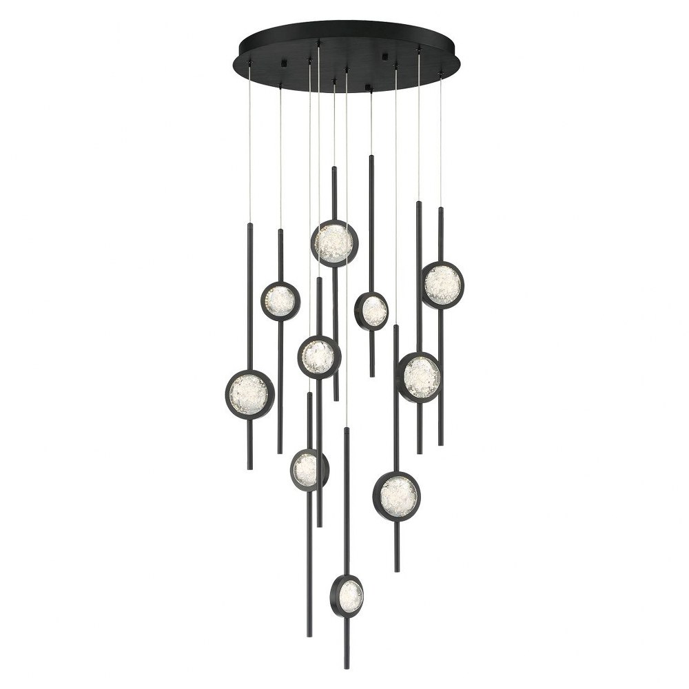 Eurofase Lighting-39464-019-Barletta - 57W 10 LED Chandelier in Posh & Luxe Modern Style - 24 Inches Wide by 23.5 Inches High   Black Anodized Aluminum Finish with Clear Seeded Glass
