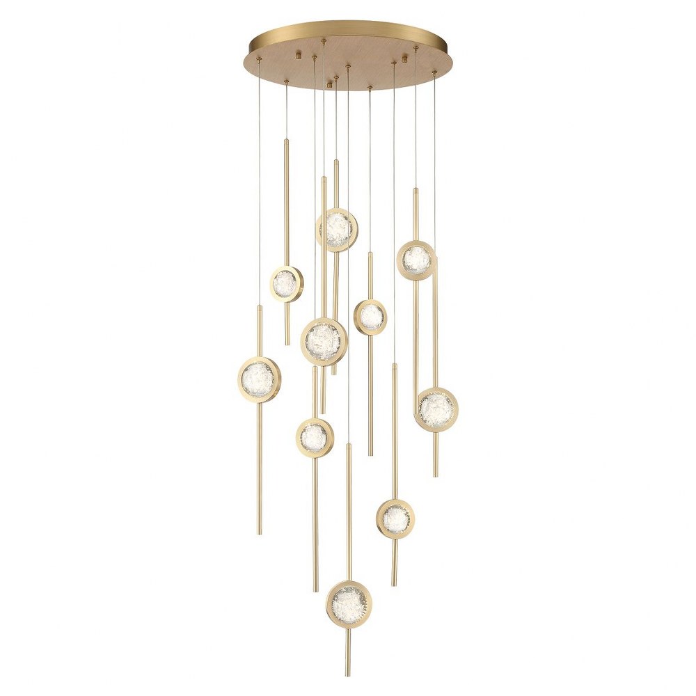 Eurofase Lighting-39464-026-Barletta - 57W 10 LED Chandelier in Posh & Luxe Modern Style - 24 Inches Wide by 23.5 Inches High   Brass Anodized Aluminum Finish with Clear Seeded Glass