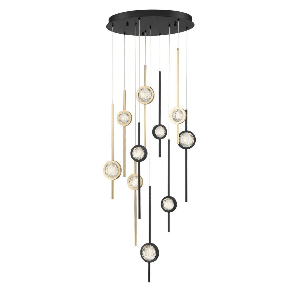 Eurofase Lighting-39464-033-Barletta - 57W 10 LED Chandelier in Posh & Luxe Modern Style - 24 Inches Wide by 23.5 Inches High Black/Brass Anodized Aluminum  Black Anodized Aluminum Finish with Clear S