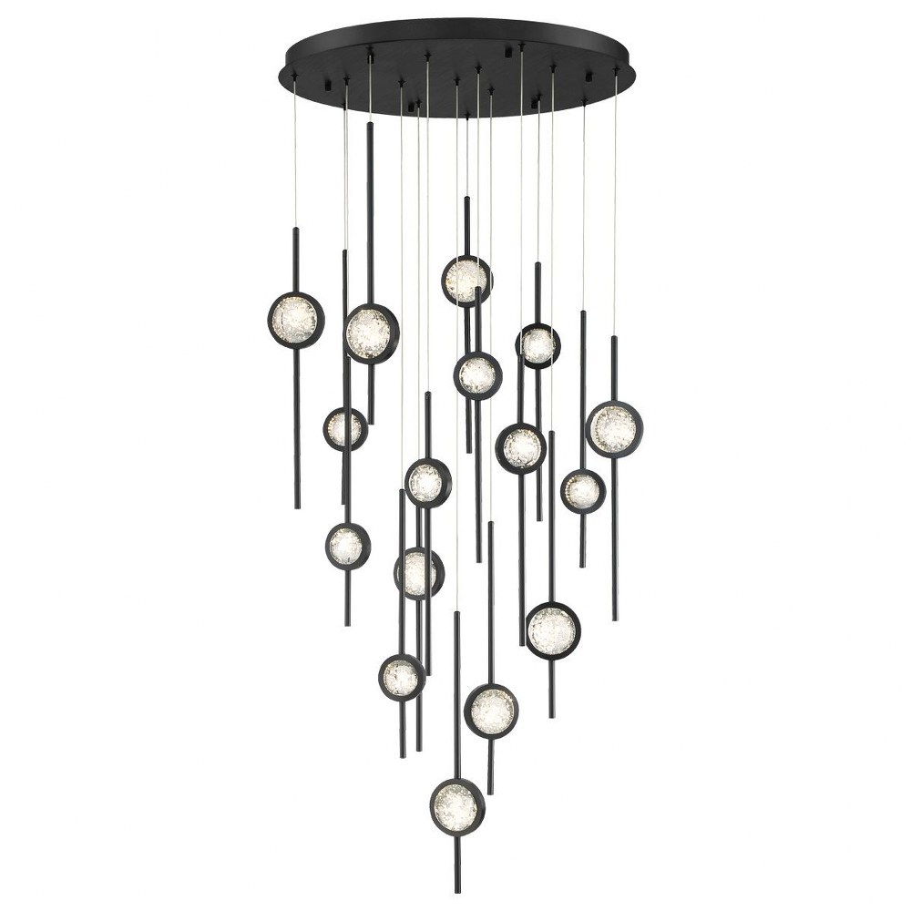 Eurofase Lighting-39465-016-Barletta - 90W 16 LED Chandelier in Posh & Luxe Modern Style - 32 Inches Wide by 23.5 Inches High   Black Anodized Aluminum Finish with Clear Seeded Glass
