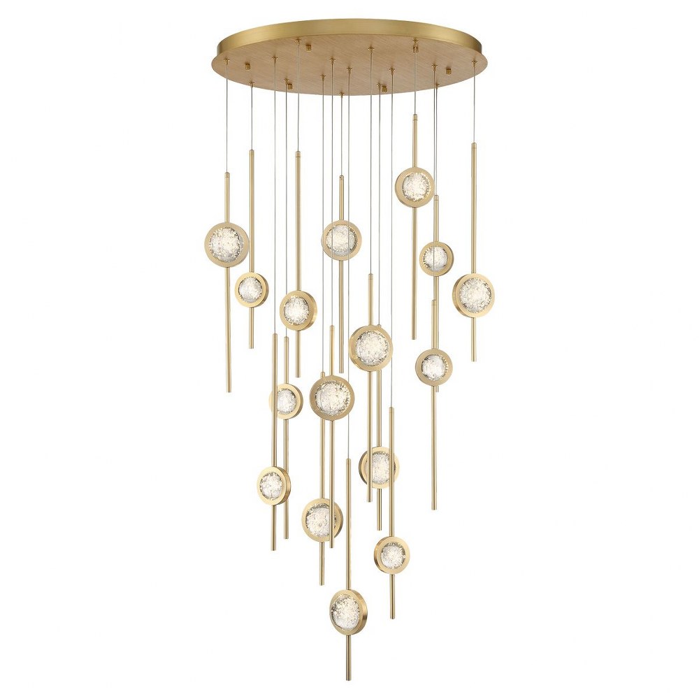 Eurofase Lighting-39465-023-Barletta - 90W 16 LED Chandelier in Posh & Luxe Modern Style - 32 Inches Wide by 23.5 Inches High   Brass Anodized Aluminum Finish with Clear Seeded Glass
