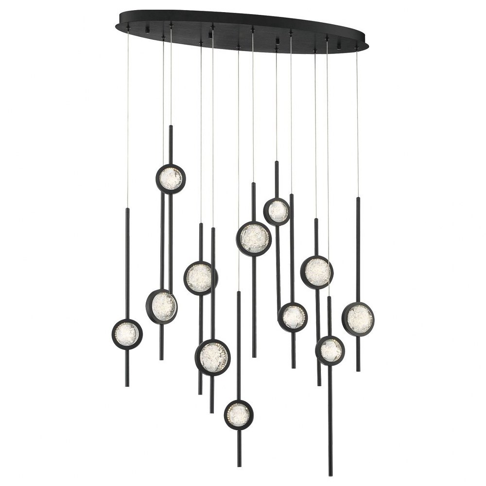 Eurofase Lighting-39466-013-Barletta - 68W 12 LED Chandelier in Posh & Luxe Modern Style - 12 Inches Wide by 23.5 Inches High Black Anodized Aluminum  Black Anodized Aluminum Finish with Clear Seeded 