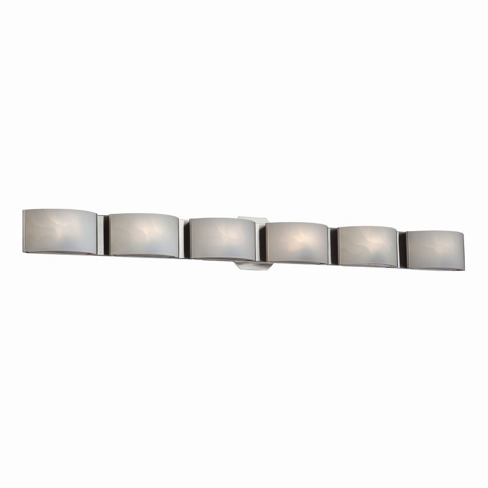 Eurofase Lighting-BR-6DAK-2N-Dakota - Six Light Bath Bar Satin Nickel  Satin Nickel Finish with White Marble Glass