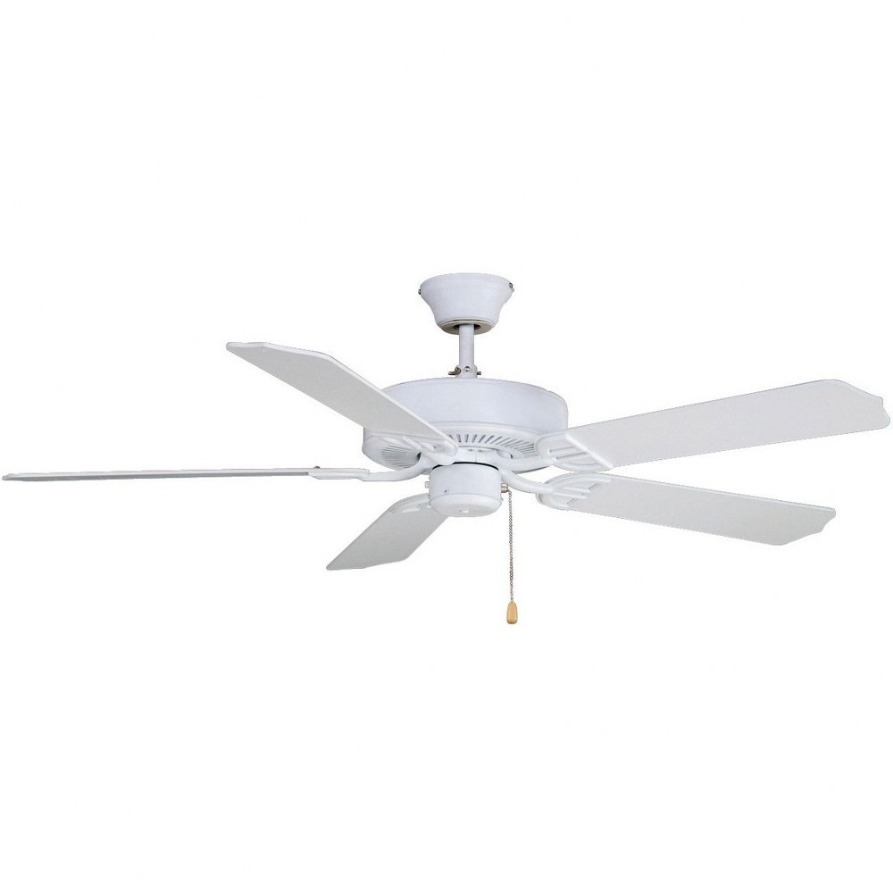 Fanimation Fans-BP200MW1-Aire Decor 5 Blade Ceiling Fan with Pull Chain Control and Optional Light Kit - 52 Inches Wide by 13.2 Inches High Matte White  Satin Nickel Finish