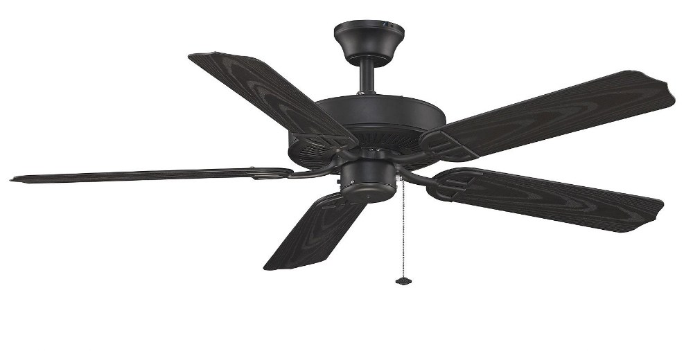 Fanimation Fans-BP230BL1-Aire Decor 5 Blade Ceiling Fan with Pull Chain Control and Optional Light Kit - 52 Inches Wide by 13.2 Inches High   Black Finish with Black Blade Finish