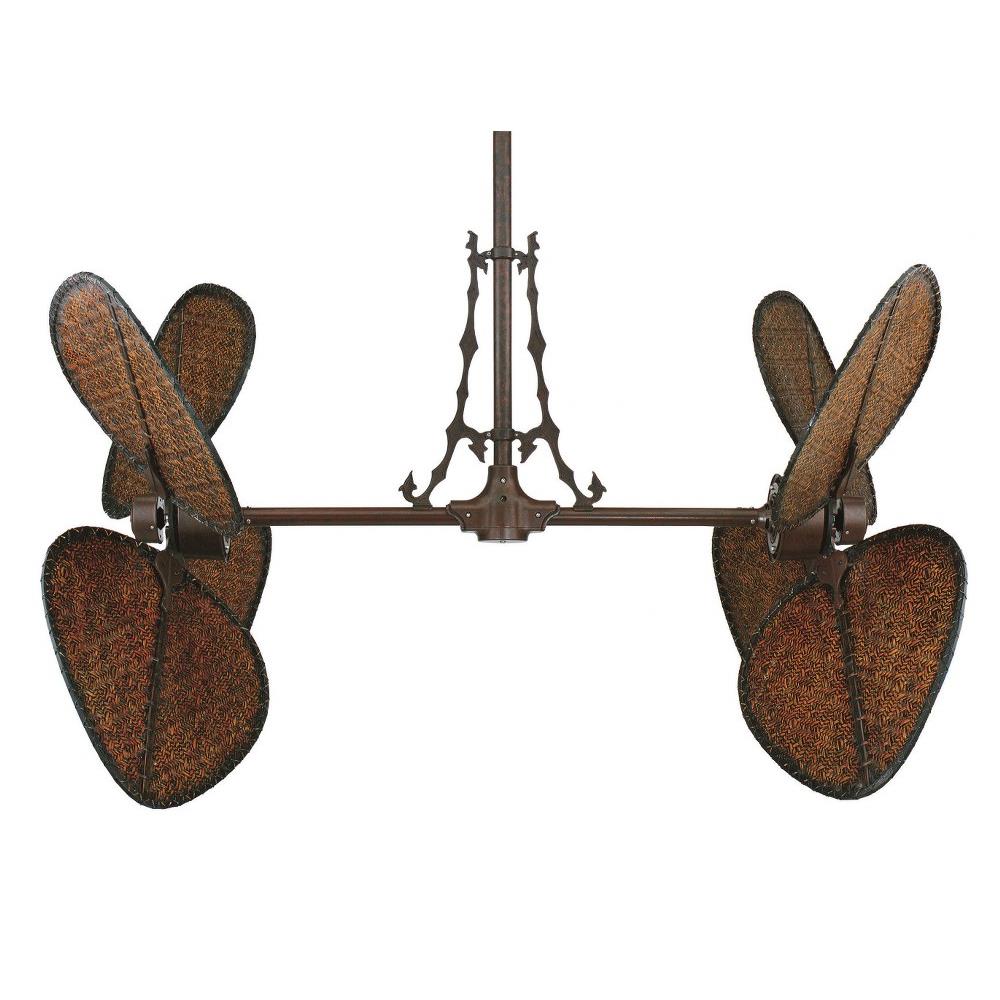 Palisade 22 Ceiling Fan Assembly With Antique Woven Bamboo Blades Filigree Set And 30 Extension Pole