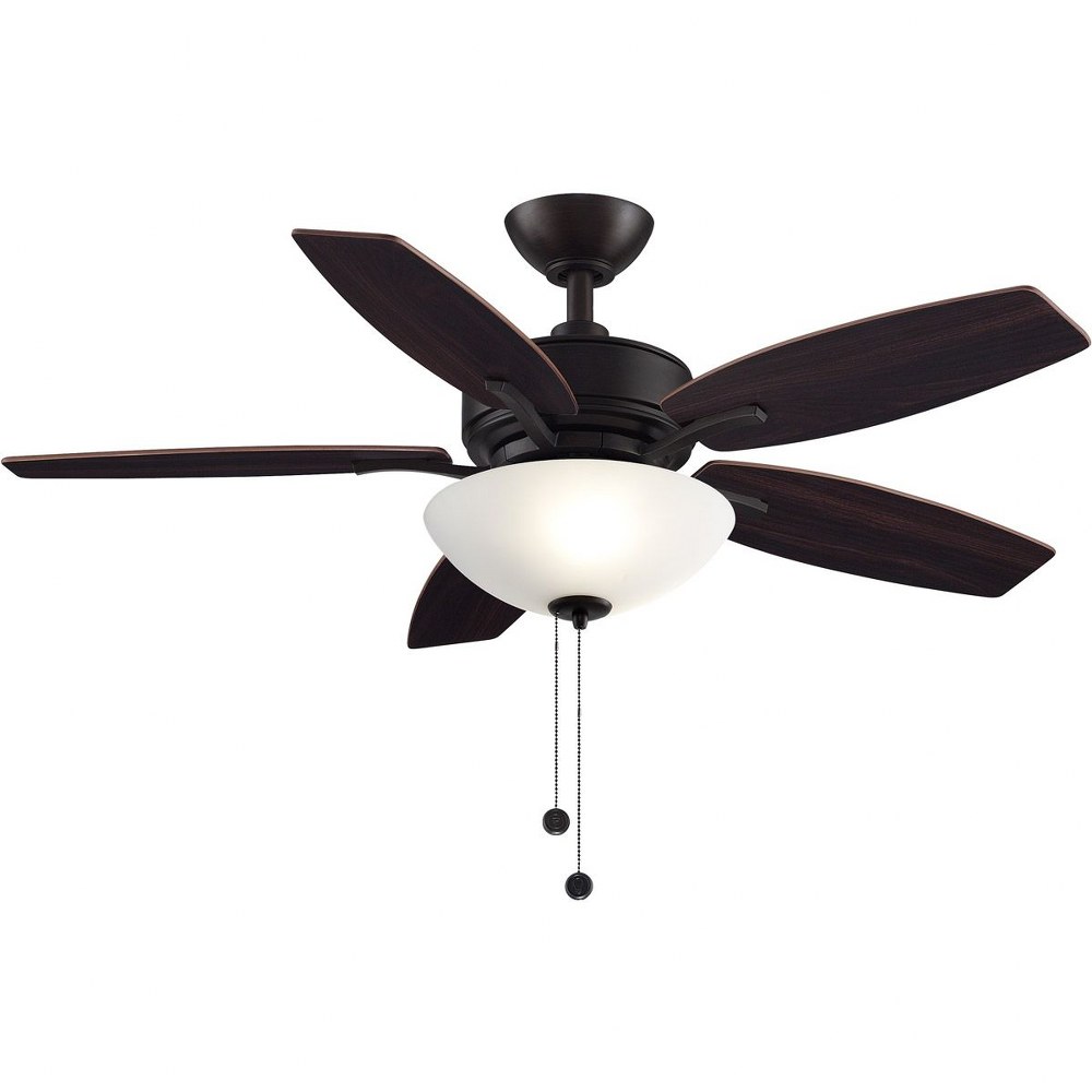 Fanimation Fans-FP6245BDZ-Aire Deluxe 5 Blade Ceiling Fan with Pull Chain Control and Includes Light Kit - 44 Inches Wide by 16.85 Inches High Dark Bronze  Matte White Finish with Matte White Blade Fi