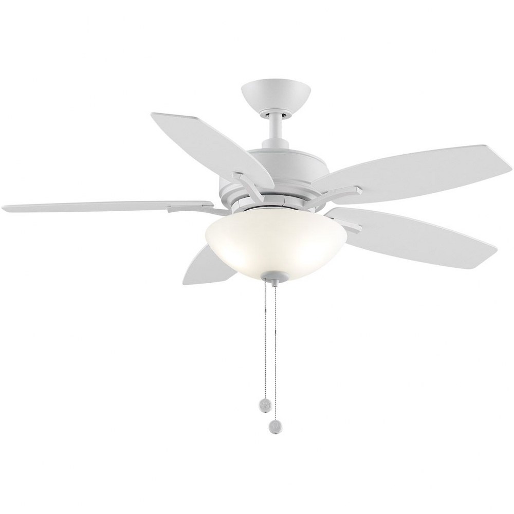 Fanimation Fans-FP6245BMW-Aire Deluxe 5 Blade Ceiling Fan with Pull Chain Control and Includes Light Kit - 44 Inches Wide by 16.85 Inches High Matte White  Matte White Finish with Matte White Blade Fi