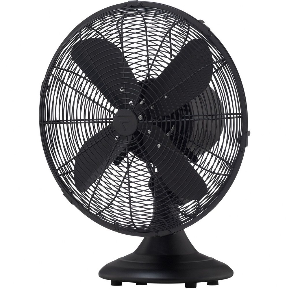 Fanimation Fans-FP6274BL-Retro Breeze - Oscillating Portable Fan - 12 Inches Wide by 16.4 Inches High Black  Brushed Nickel Finish with Aluminum Blade Finish