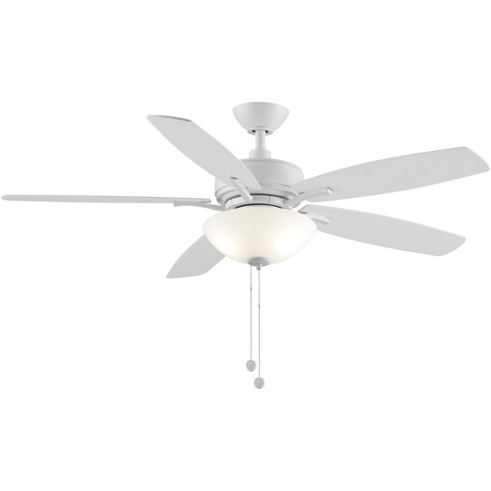 Fanimation Fans-FP6285BMW-Aire Deluxe 5 Blade Ceiling Fan with Pull Chain Control and Includes Light Kit - 52 Inches Wide by 16.85 Inches High Matte White  Matte White Finish with Matte White Blade Fi