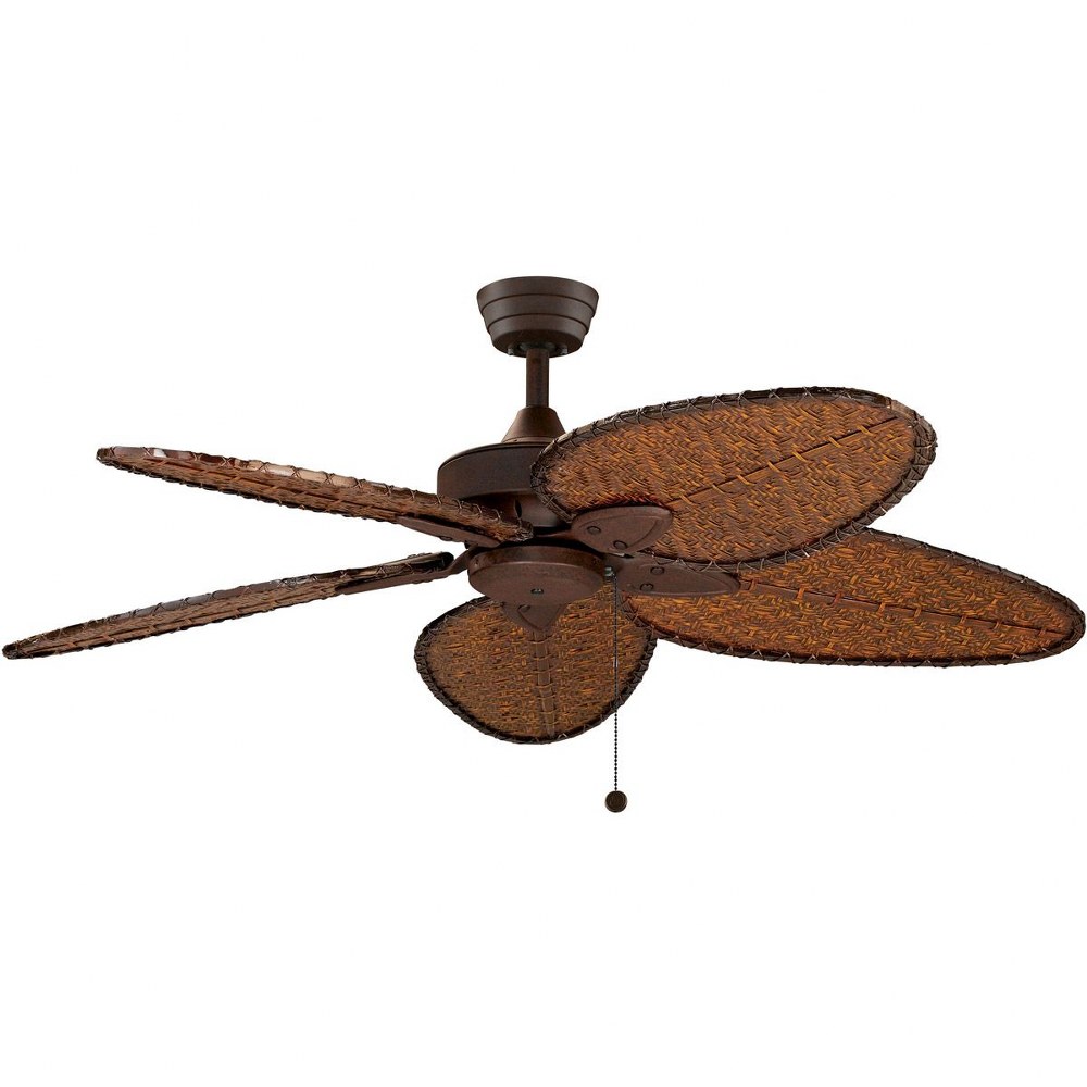 Fanimation Fans-FP7500RS-Windpointe 5 Blade Ceiling Fan with Pull Chain Control - 44 Inches Wide by 14.82 Inches High   Rust Finish with Narrow Oval Antique Bamboo Blade